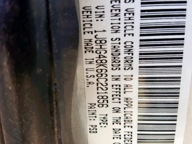 1J8HG48K66C221856 - 2006 JEEP COMMANDER SILVER photo 10