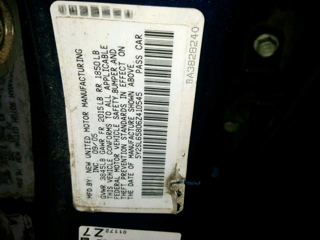 5Y2SL65806Z410545 - 2006 PONTIAC VIBE BLUE photo 10