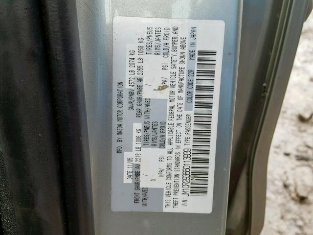 JM1CR293660113939 - 2006 MAZDA 5 SILVER photo 10