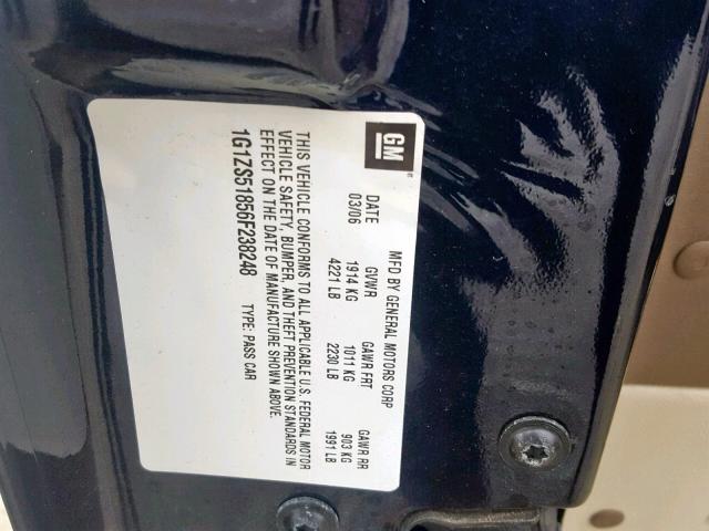 1G1ZS51856F238248 - 2006 CHEVROLET MALIBU LS BLUE photo 10