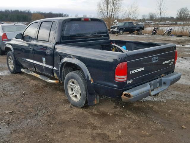 1D7HL38N04S768296 - 2004 DODGE DAKOTA QUA BLACK photo 3