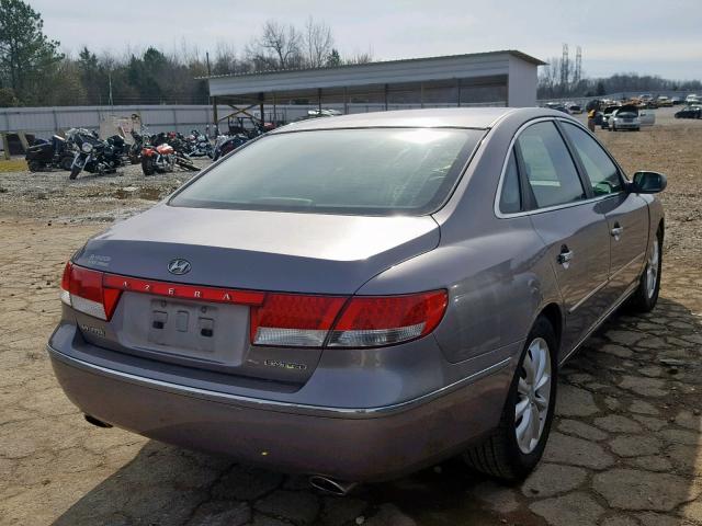 KMHFC46F67A153910 - 2007 HYUNDAI AZERA SE GRAY photo 4