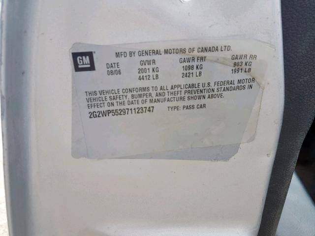 2G2WP552971123747 - 2007 PONTIAC GRAND PRIX SILVER photo 10