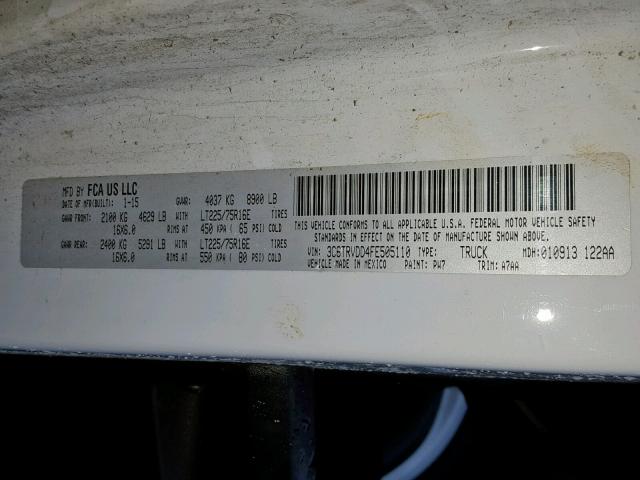 3C6TRVDD4FE505110 - 2015 RAM PROMASTER 白色 照片 10