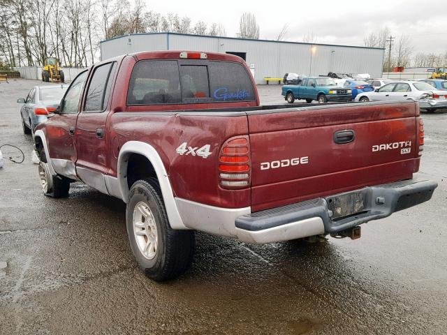 1D7HG48N33S273664 - 2003 DODGE DAKOTA QUA MAROON photo 3