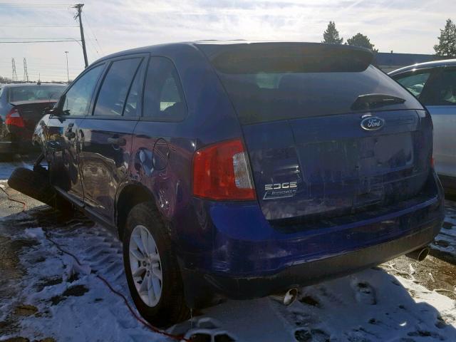 2FMDK3GC3DBC45789 - 2013 FORD EDGE SE BLUE photo 3