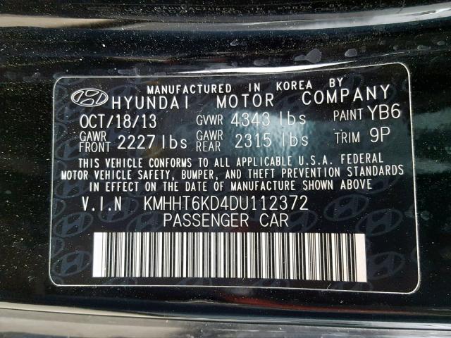 KMHHT6KD4DU112372 - 2013 HYUNDAI GENESIS CO BLACK photo 10