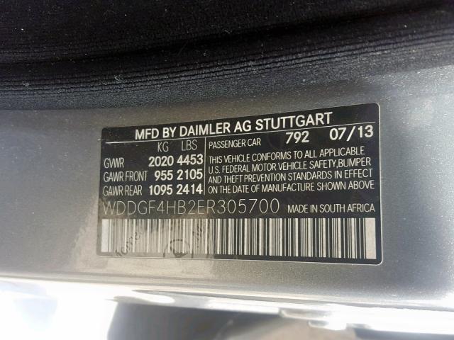 WDDGF4HB2ER305700 - 2014 MERCEDES-BENZ C 250 GRAY photo 10