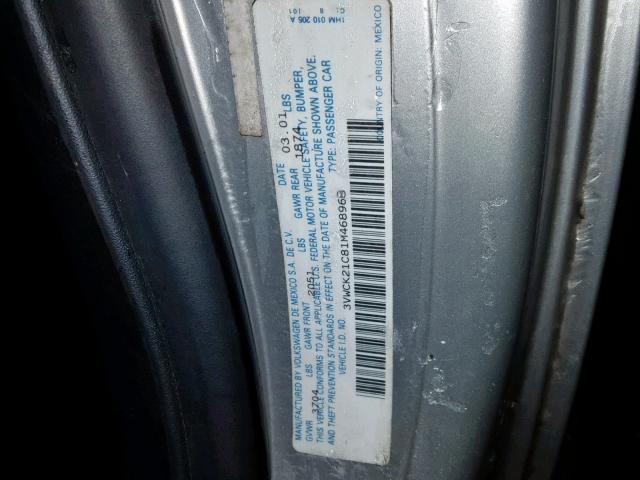 3VWCK21C81M468968 - 2001 VOLKSWAGEN NEW BEETLE Silber Foto 10