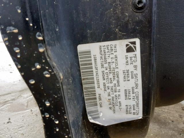 1G8AW12FX4Z139378 - 2004 SATURN ION LEVEL BLACK photo 10