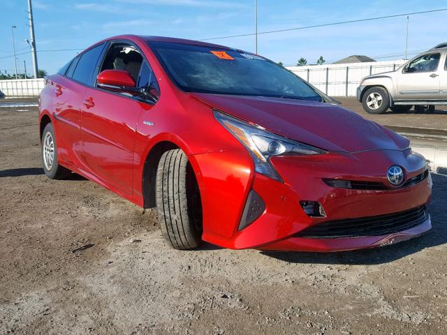 JTDKBRFU7H3052284 - 2017 TOYOTA PRIUS RED photo 1