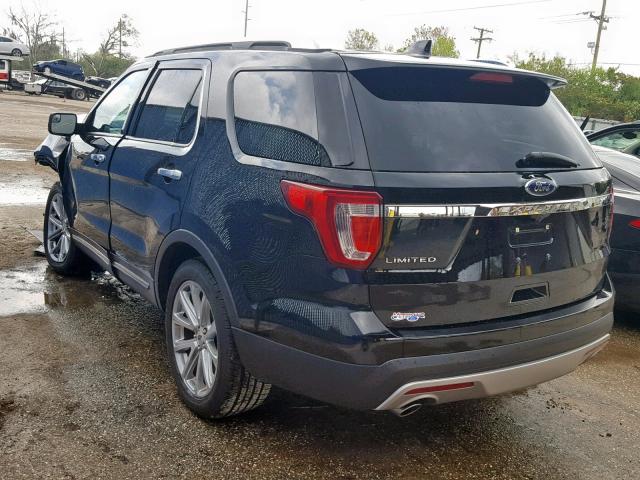 1FM5K7F82HGC22821 - 2017 FORD EXPLORER L BLACK photo 3