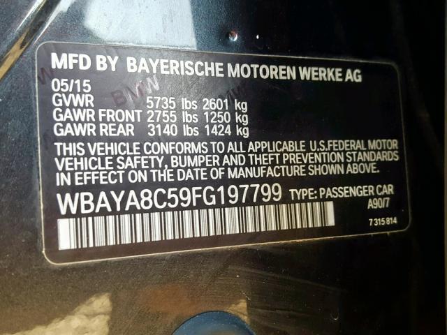 WBAYA8C59FG197799 - 2015 BMW 750 I BLACK photo 10