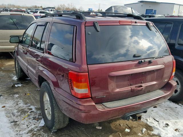 1J4GX58N03C578250 - 2003 JEEP GRAND CHER MAROON photo 3