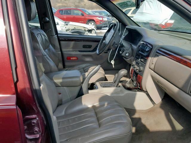 1J4GX58N03C578250 - 2003 JEEP GRAND CHER MAROON photo 5