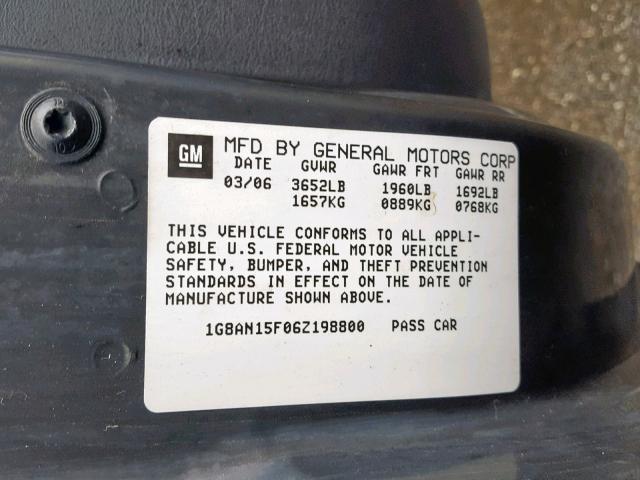 1G8AN15F06Z198800 - 2006 SATURN ION LEVEL BLUE photo 10