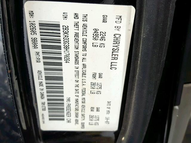 2B3KA33G38H170264 - 2008 DODGE CHARGER SX BLACK photo 10