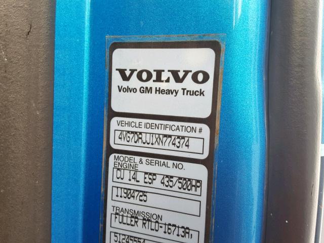 4VG7DAJJ1XN774374 - 1999 VOLVO VN BLUE photo 10