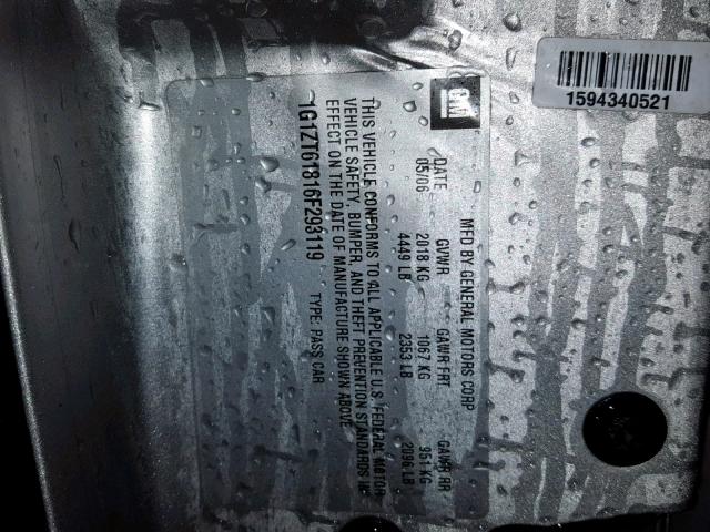 1G1ZT61816F293119 - 2006 CHEVROLET MALIBU MAX SILVER photo 10