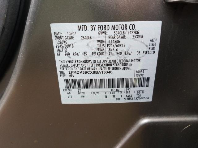 2FMDK39CX8BA13046 - 2008 FORD EDGE LIMITED  photo 10