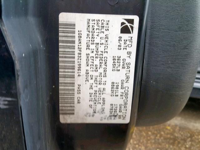 1G8AN12F83Z199614 - 2003 SATURN ION LEVEL BLACK photo 10