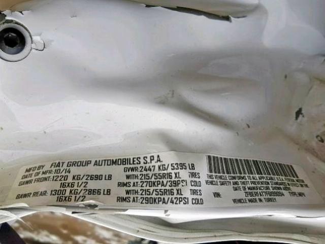 ZFBERFAT7F6199094 - 2015 RAM PROMASTER WHITE photo 10