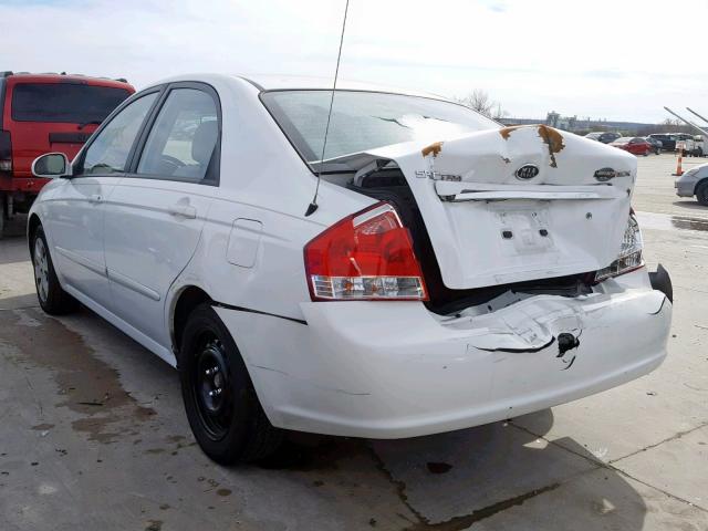 KNAFE221595607165 - 2009 KIA SPECTRA EX WHITE photo 3