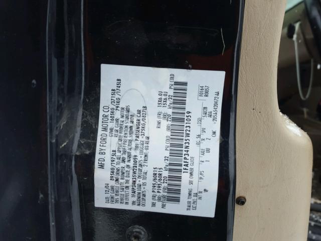 1FAFP34N35W231059 - 2005 FORD FOCUS ZX4 BLACK photo 10