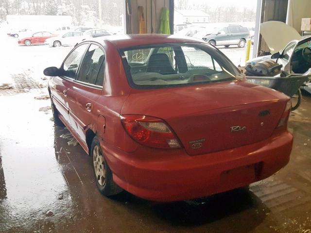 KNADC123916046718 - 2001 KIA RIO RED photo 3