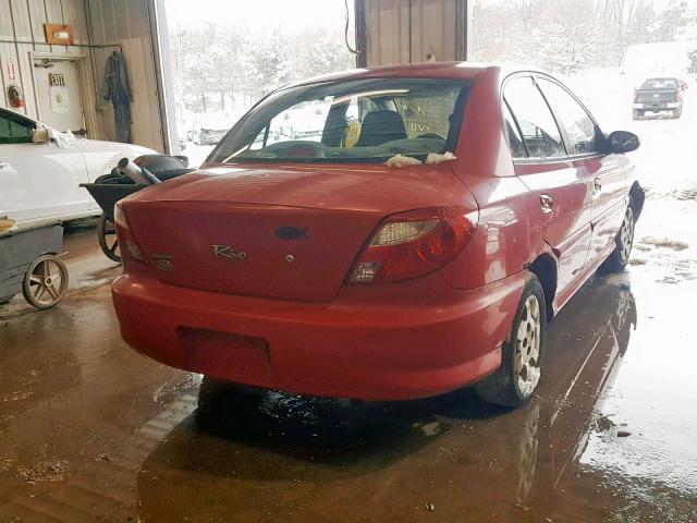 KNADC123916046718 - 2001 KIA RIO RED photo 4