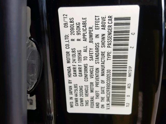 JH4CU2F89DC000530 - 2013 ACURA TSX SE BLACK photo 10