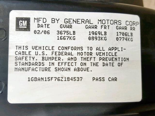 1G8AN15F76Z184537 - 2006 SATURN ION LEVEL BLUE photo 10
