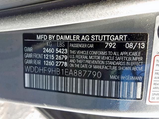 WDDHF9HB1EA887790 - 2014 MERCEDES-BENZ E 250 BLUE SILVER photo 10