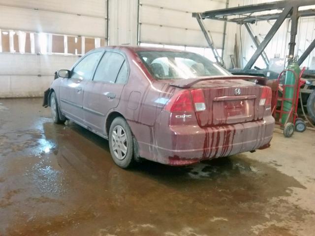 2HGES16395H028505 - 2005 HONDA CIVIC DX V RED photo 3