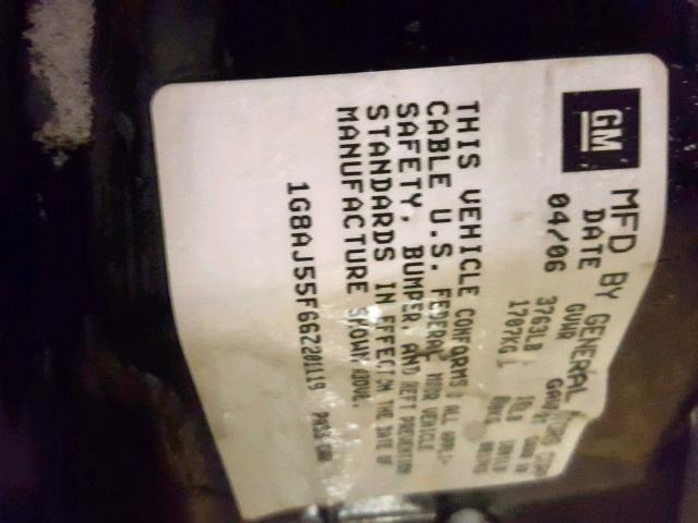 1G8AJ55F66Z201119 - 2006 SATURN ION LEVEL BLACK photo 10