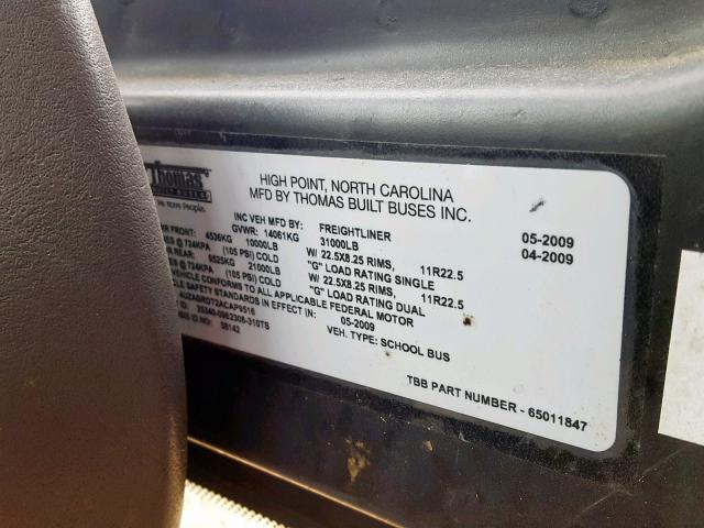 4UZABRDT2ACAP9516 - 2010 FREIGHTLINER CHASSIS B2 ყვითელი ფოტო 10