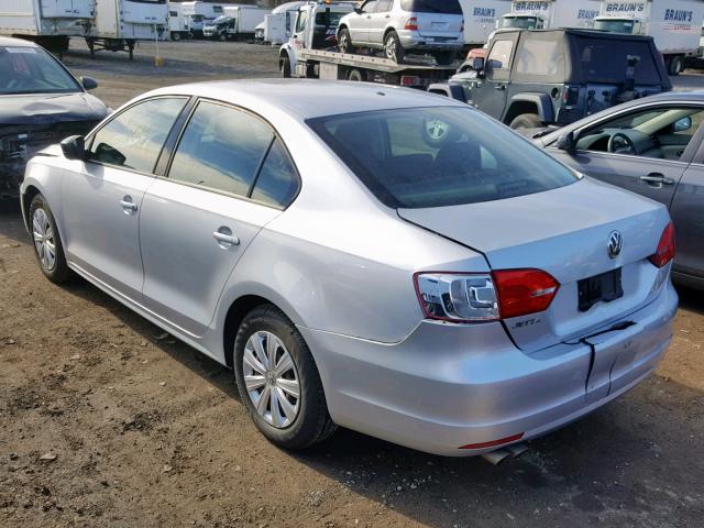 3VW2K7AJ3DM236113 - 2013 VOLKSWAGEN JETTA BASE SILVER photo 3