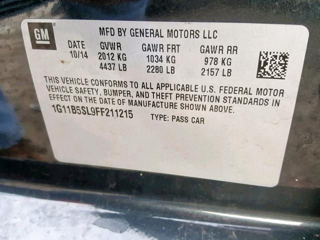1G11B5SL9FF211215 - 2015 CHEVROLET MALIBU LS CHARCOAL photo 10