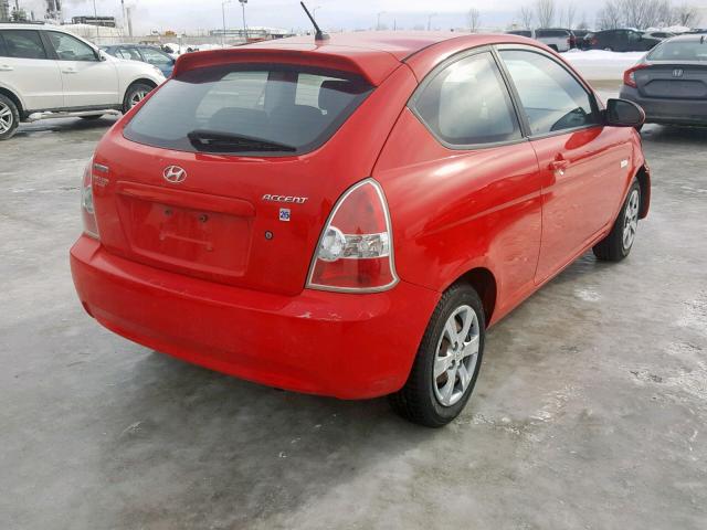 KMHCN35C99U106158 - 2009 HYUNDAI ACCENT SE RED photo 4