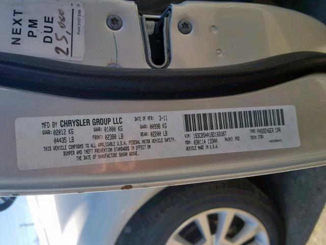 1B3CB5HA1BD168387 - 2011 DODGE CALIBER HE SILVER photo 10