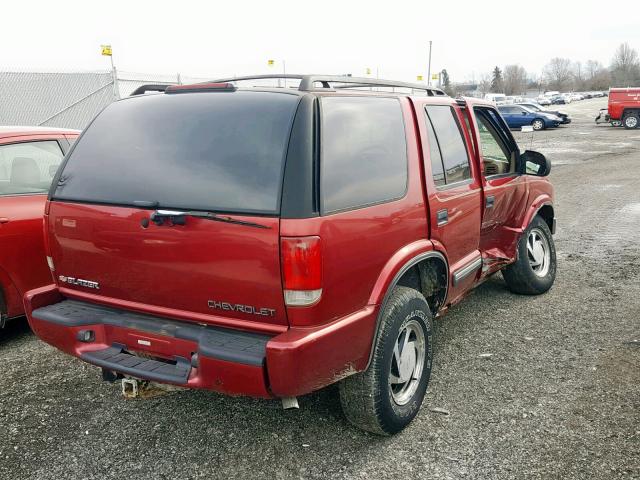 1GNDT13W5Y2219896 - 2000 CHEVROLET BLAZER BURGUNDY photo 4