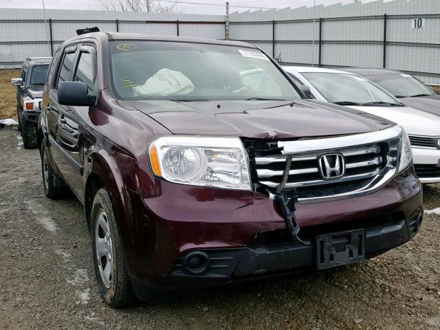 5FNYF4H29DB034749 - 2013 HONDA PILOT LX RED photo 1