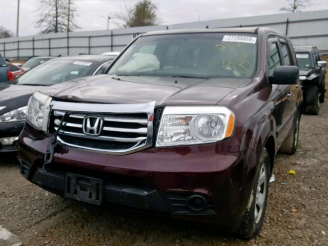 5FNYF4H29DB034749 - 2013 HONDA PILOT LX RED photo 2