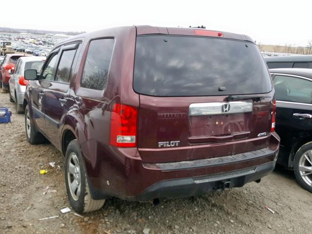 5FNYF4H29DB034749 - 2013 HONDA PILOT LX RED photo 3