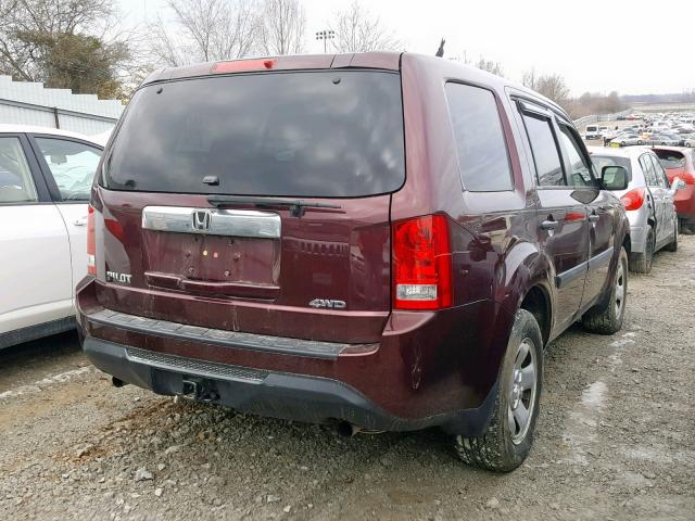 5FNYF4H29DB034749 - 2013 HONDA PILOT LX RED photo 4