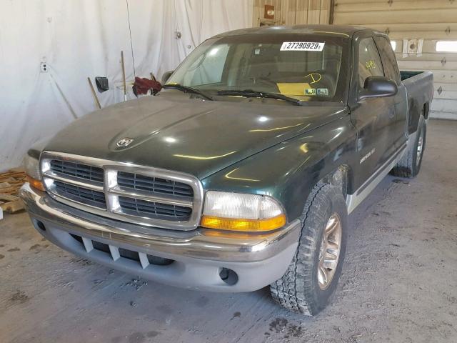 1B7GL22X21S166490 - 2001 DODGE DAKOTA GREEN photo 2