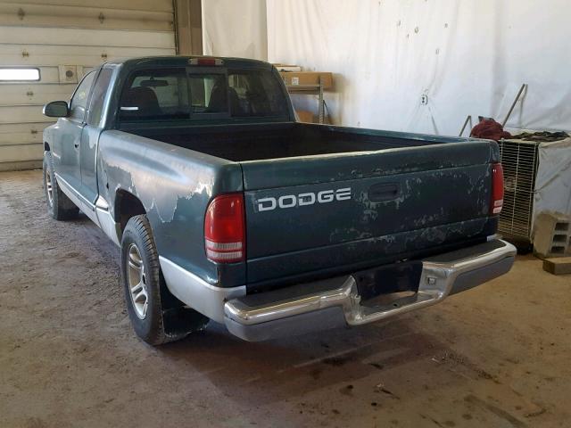 1B7GL22X21S166490 - 2001 DODGE DAKOTA GREEN photo 3