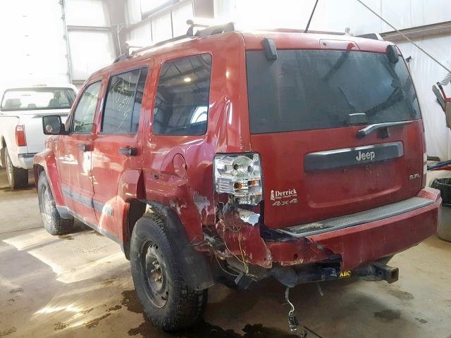 1J8GN28K88W111138 - 2008 JEEP LIBERTY SP RED photo 3