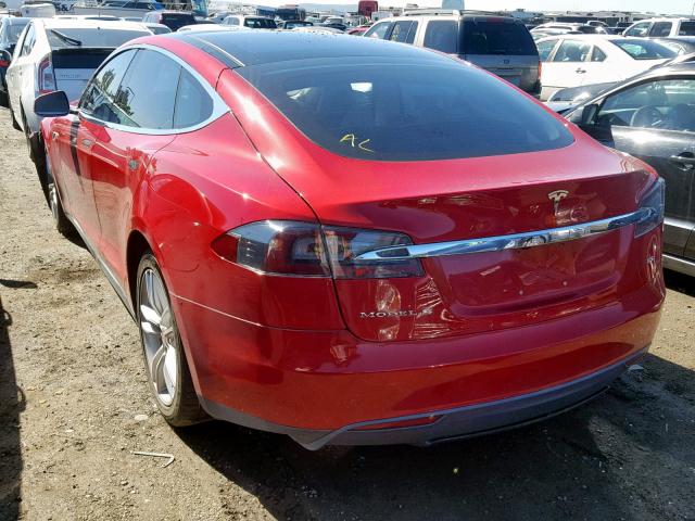 5YJSA1CN4DFP08391 - 2013 TESLA MODEL S RED photo 3