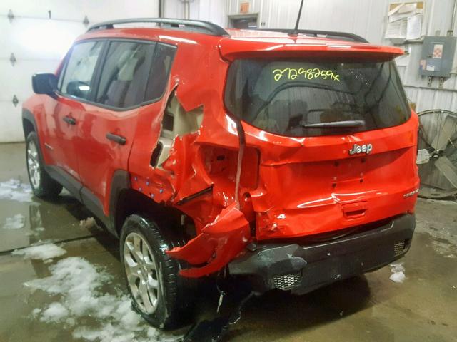 ZACCJBAB4JPJ54743 - 2018 JEEP RENEGADE S წითელი ფოტო 3